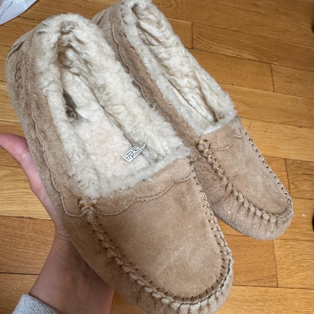 UGG Tan Suede Slippers with Plush Lining